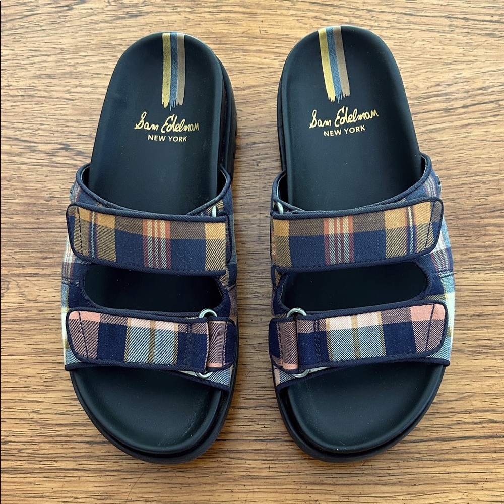 Sam Edelman Eliana Plaid Lug Sole Slide Sandals Sz 7.5